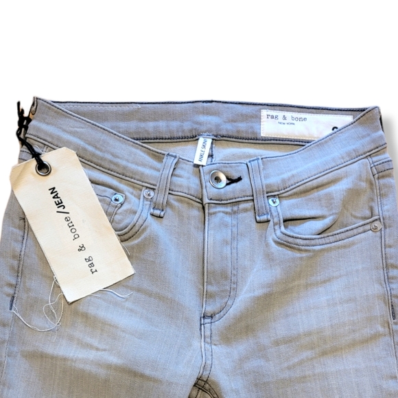 Rag & Bone Denim Burmese Gray Ankle Skinny Jean Raw Hem Sz 25 - Picture 6 of 10